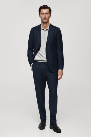 Veste costume flanelle 100 % laine italienne - Bleu marine