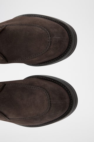Bottines cuir et croûte de cuir - Marron