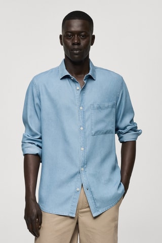 Chemise regular-fit 100 % Tencel - Bleu clair