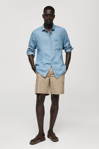 Chemise regular-fit 100 % Tencel - Bleu clair