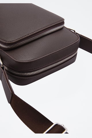 Sac bandoulière similicuir effet grainé - Marron