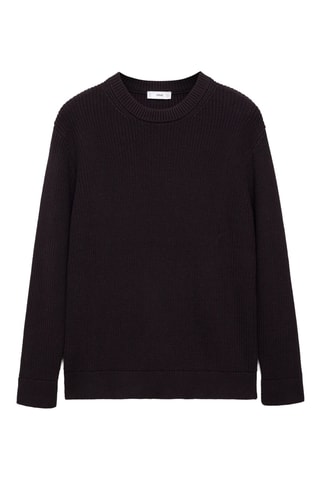 Pull-over coton maille côtelée - Violet