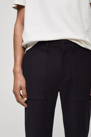 Pantalon regular-fit coton texturé - Bleu marine