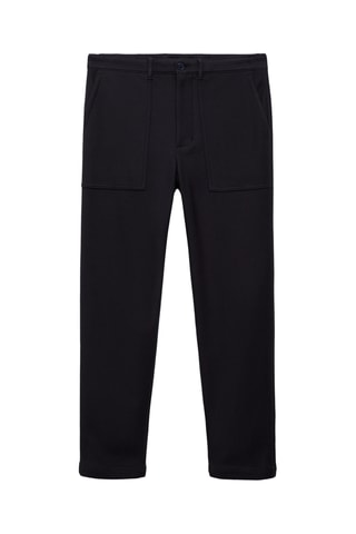 Pantalon regular-fit coton texturé - Bleu marine