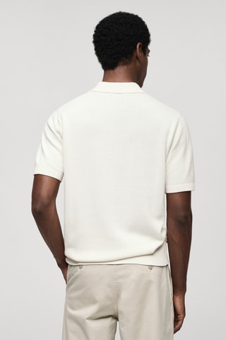 Polo maille fine coton - Blanc cassé
