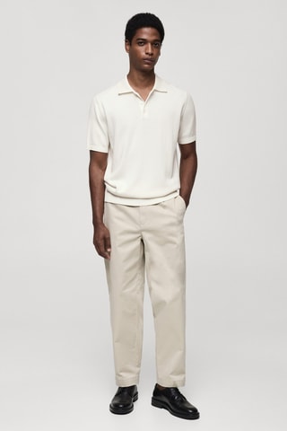 Polo maille fine coton - Blanc cassé