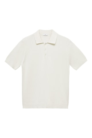 Polo maille fine coton - Blanc cassé