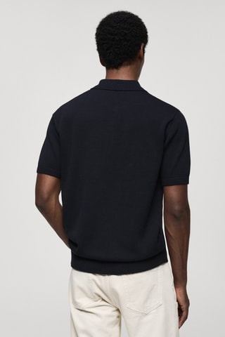 Polo maille fine coton - Bleu marine