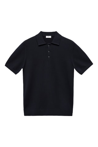 Polo maille fine coton - Bleu marine