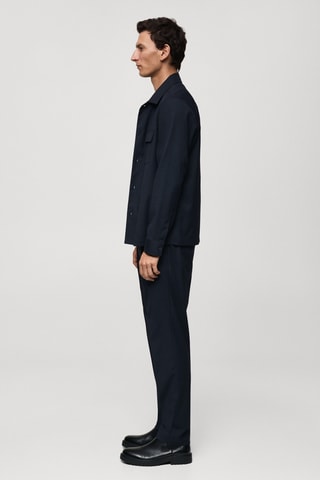 Pantalon slim fit pinces - Bleu marine