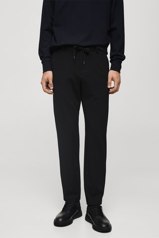 Pantalon slim-fit comfort stretch cordon - Noir