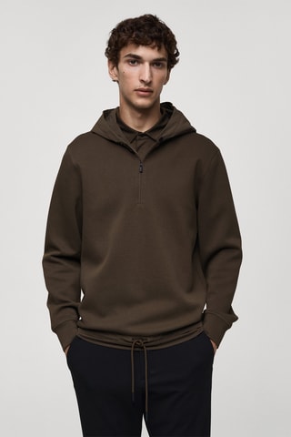 Sweat-shirt capuche regular-fit comfort stretch - Marron