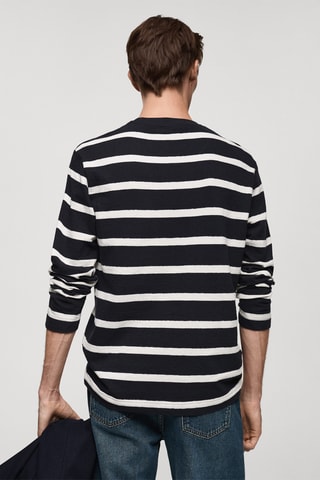 T-shirt 100 % coton rayures - Bleu marine