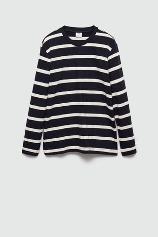 T-shirt 100 % coton rayures - Bleu marine