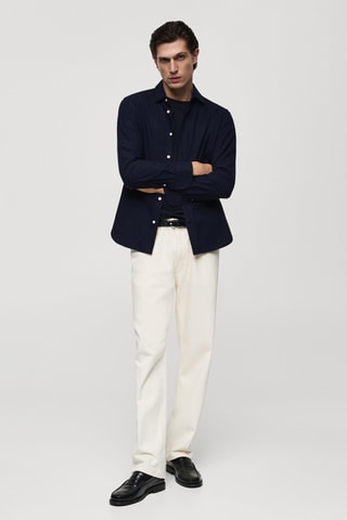 Chemise 100 % coton flanelle regular-fit - Bleu marine