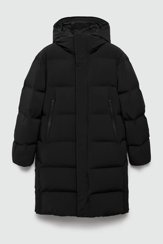 Anorak long imperméable à rembourrage en duvet et plumes - Noir
