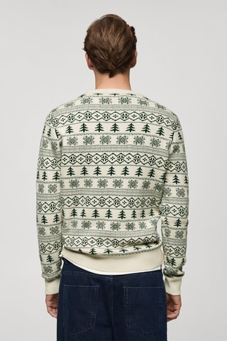Pull-over maille imprimé de Noël - Blanc cassé