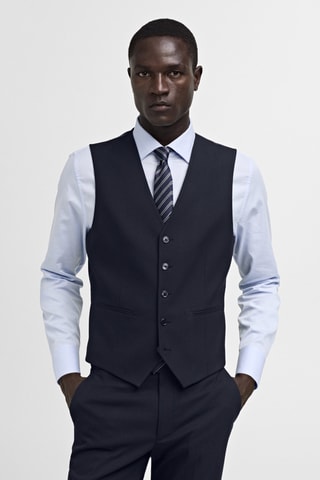 Gilet costume slim-fit tissu stretch - Bleu marine