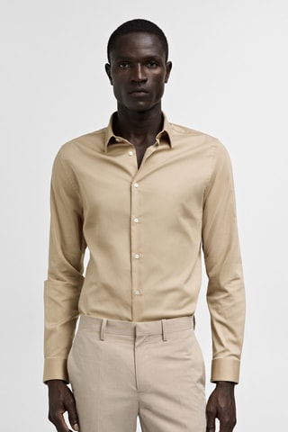 Chemise costume super slim-fit popeline - Beige