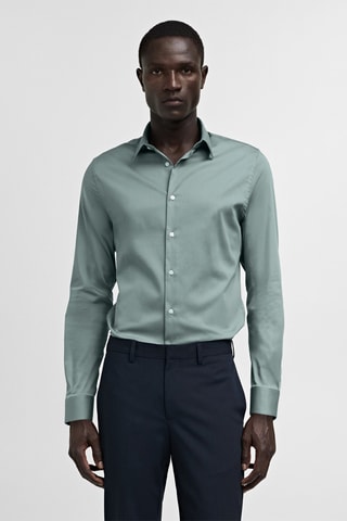 Chemise costume super slim-fit popeline - Vert