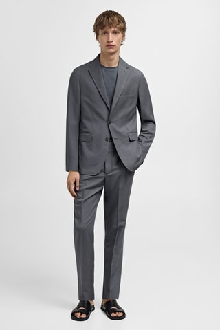 Veste costume slim-fit mélange de lin - Bleu pétrole