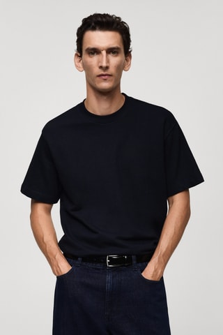 T-shirt 100 % coton relaxed-fit - Bleu marine