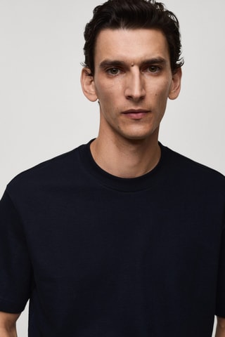 T-shirt 100 % coton relaxed-fit - Bleu marine