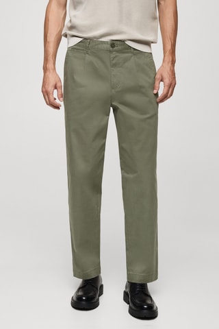 Pantalon regular fit coton pinces - Vert