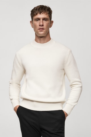 Pull-over maille moyenne coton - Blanc cassé