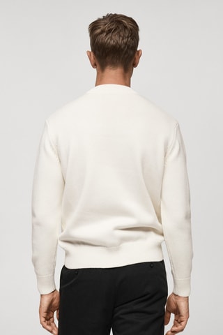Pull-over maille moyenne coton - Blanc cassé