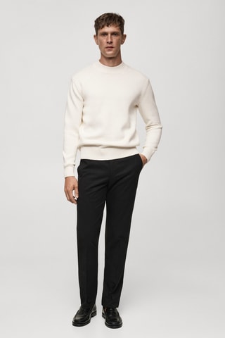 Pull-over maille moyenne coton - Blanc cassé