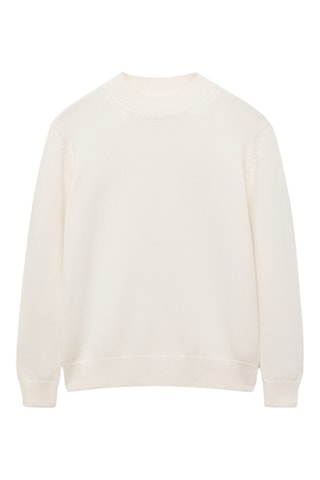 Pull-over maille moyenne coton - Blanc cassé
