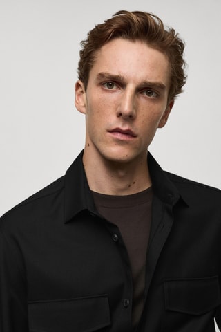 Surchemise regular fit poches - Noir