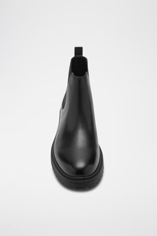 Chelsea boots cuir semelle track - Noir