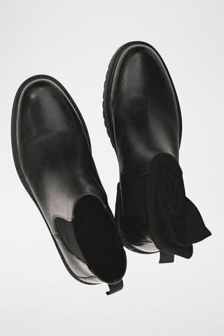 Chelsea boots cuir semelle track - Noir