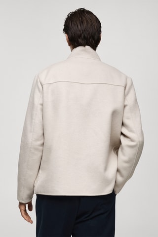 Veste en laine faite à la main col cheminée - Écru