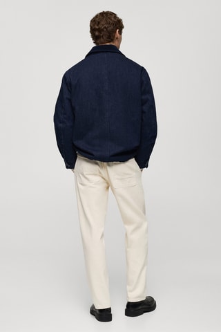 Veste en jean col velours côtelé - Bleu