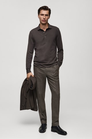 Polo laine regular-fit - Marron