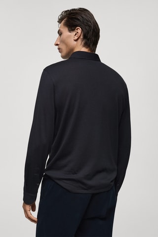 Polo laine regular-fit - Bleu marine