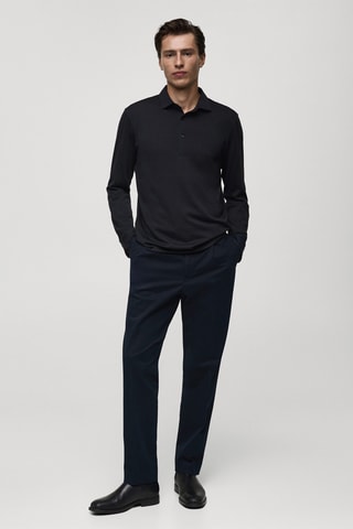 Polo laine regular-fit - Bleu marine