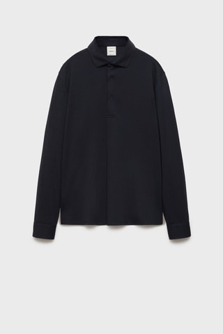 Polo laine regular-fit - Bleu marine