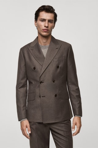 Veste costume flanelle 100 % laine italienne - Marron