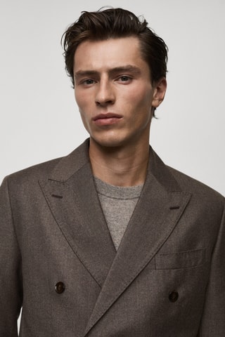 Veste costume flanelle 100 % laine italienne - Marron