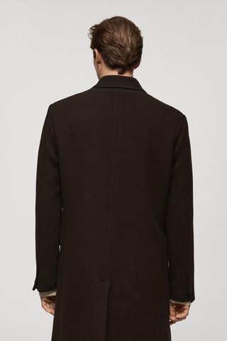 Manteau long laine relaxed-fit - Chocolat