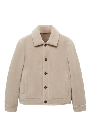 Veste moutonnée boutons regular-fit - Écru