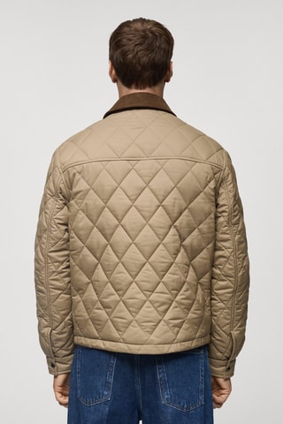 Quilted jacket with corduroy collar - Beige