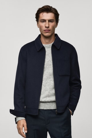 Veste laine faite main poche - Bleu marine