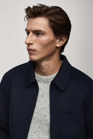 Veste laine faite main poche - Bleu marine