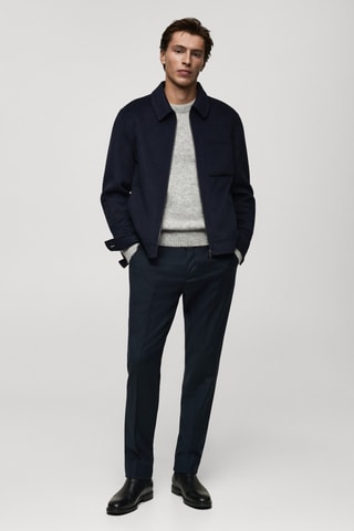 Veste laine faite main poche - Bleu marine