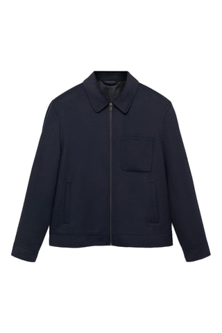 Veste laine faite main poche - Bleu marine